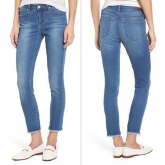 Articles Of Society Denim - Articles of Society Blue Skinny Frayed Hem Jeans